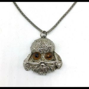 Vintage Silver Poodle Dog Necklace Rolo Link Chain